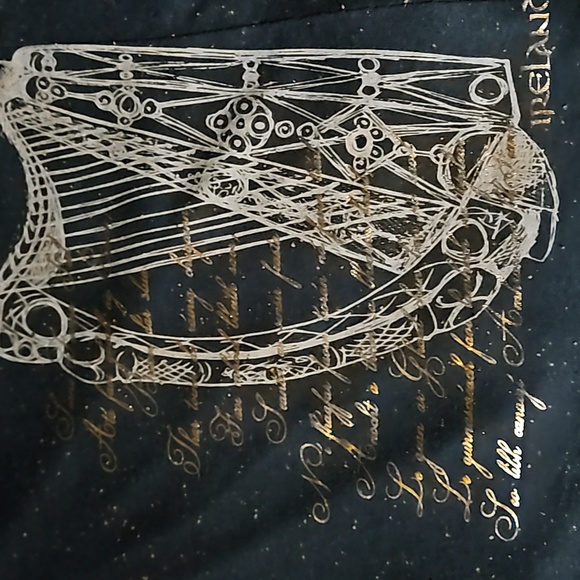 Irish Memories Heather Green T-Shirt with Gaelic Song Lyrics & Harp. Size Lg - Picture 8 of 9